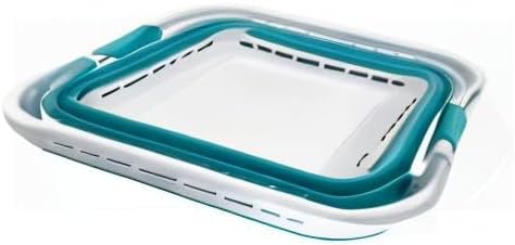 SAMMART 42L (11 Gallons) Collapsible Plastic Laundry Basket - Foldable Pop Up Storage Container/Organizer - Portable Washing Tub - Space Saving Hamper/Basket (White/Ceramic Blue) - Image 7