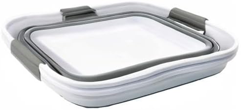 SAMMART 21L (5.5 Galloons) Collapsible Plastic Storge Basket - Foldable Pop Up Storage Container/Organizer - Portable Washing Tub - Space Saving Hamper/Basket (White/Grey (Set of 2)) - Image 8