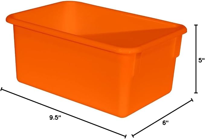 Wood Designs Cubby Storage Bin, Heavy Duty Plastic Containers for Kids Orange Cubby Tray Set of 12 - Image 7