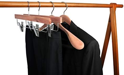 TOPIA HANGER 10 Pack American Red Cedar Natural Wooden Pants Skirt Slacks Bottoms Jeans Hangers with Metal Anti-Wrinkle Adjustable Clips, 360° Stronger Chrome Hooks, CT07P - Image 6