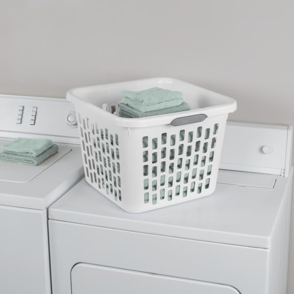 Sterilite Square Laundry Basket, Plastic Clothes Hamper, 24 Pack | 1.5 Bushel Capacity, White, Large Bin with Comfort Grip Handles and Reinforced Rim - Image 8