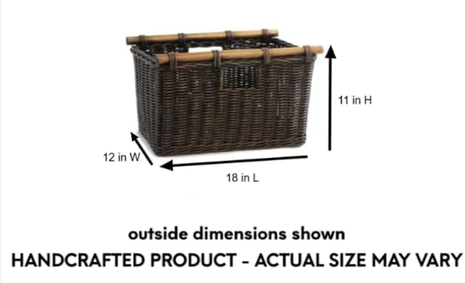 The Basket Lady Tall Narrow Wicker Storage Basket, M, Walnut Brown | Outside: 18" L x 12" W x 11" H | Inside: 16.5"L x 10.5"W x 9.5"H - Handcrafted by artisans from natural rattan - Image 7