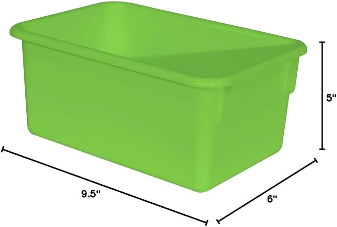 Wood Designs Cubby Storage Bin, Heavy Duty Plastic Containers for Kids Lime Green Cubby Tray Set of 12 - Image 7