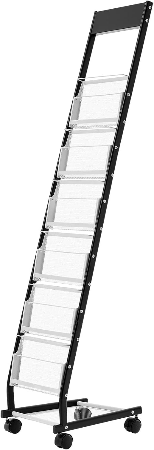 VEVOR Brochure Display Rack, Narrow 6-Tier Magazine Literature Display Stand with Wheels, Metal Floor Standing Magazine Rack, Movable Newspaper Catalog Holders for Shop Exhibitions Office (6 Pockets) - Image 9