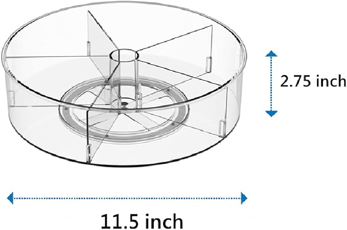 Slideep Lazy Susan Plastic Turntable Divided Spinner for Kitchen Cabinet, Pantry, Fridge, Cupboard, Counter Organizing Fully Rotating Organizer for Food, Spices, and Condiments, 11.5" Clear - 2 Pack - Image 6
