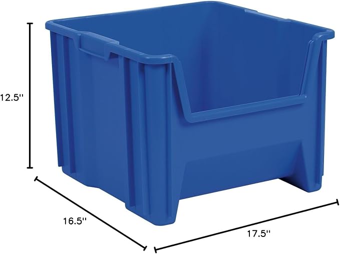 Akro-Mils 13018 Stak-N-Store Heavy Duty Stackable Open Front Plastic Storage Container Bin, (17-1/2-Inch x 16-1/2-Inch x 12-1/2-Inch), Blue, (2-Pack) - Image 4