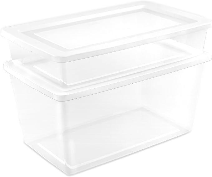 Sterilite 41 Qt Underbed Storage Box, Stackable Bin with Lid, Plastic Container to Organize Bedroom, Clear Base and White Lid, (Pack of 6) | Clear Plastic Containers with Secure Snapping White Lids for Home and Office Organization - Image 8