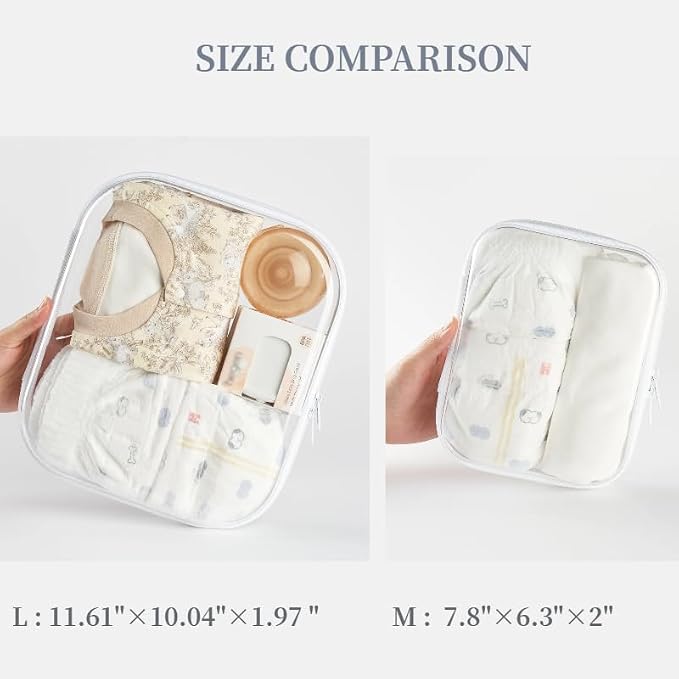 6-Pack Large Clear Hard Shell Zipper Pouches, Clear Zipper Bags, Hard Case Pouches for Purse & Diaper Bag Organizer,and Travel Essentials (6L) - Image 6