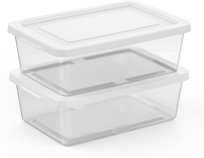 Sterilite Storage Box Stackable Tote, White, 12 Quart, 30 Pack | Clear Plastic Container with Secure Snapping Lids for Home and Office Organization - Image 7
