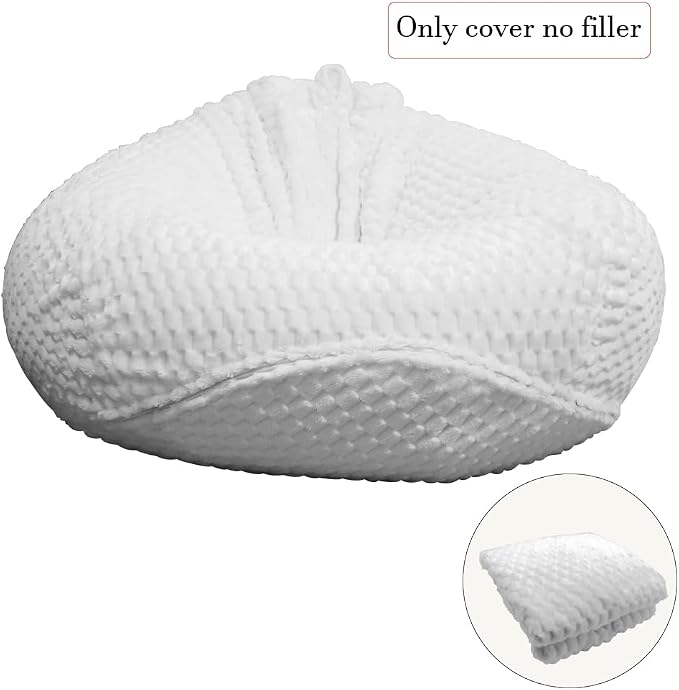 Soft Bean Bag Chair Cover No Filler Sofa Cover Storage Washable Bean Bag Cover Organizing Children Plush Toys for Living Room Bedroom (White, 4 feet-43.3"*43.3"*27.6") - Image 7