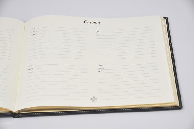 Soft Cover Italian Leather Guest Book with Guests Embossed on Cover - Tan - Image 5