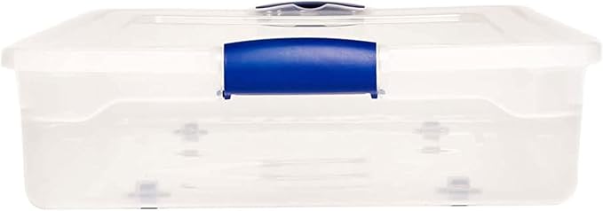 HOMZ Under Bed Clear Plastic Storage Bin w/Lid, 60 Qt, Blue Latch, 2 Pack | Heavy-Duty Stackable Containers, Large Organizer Box for Homes, Offices, and Garages - Image 9