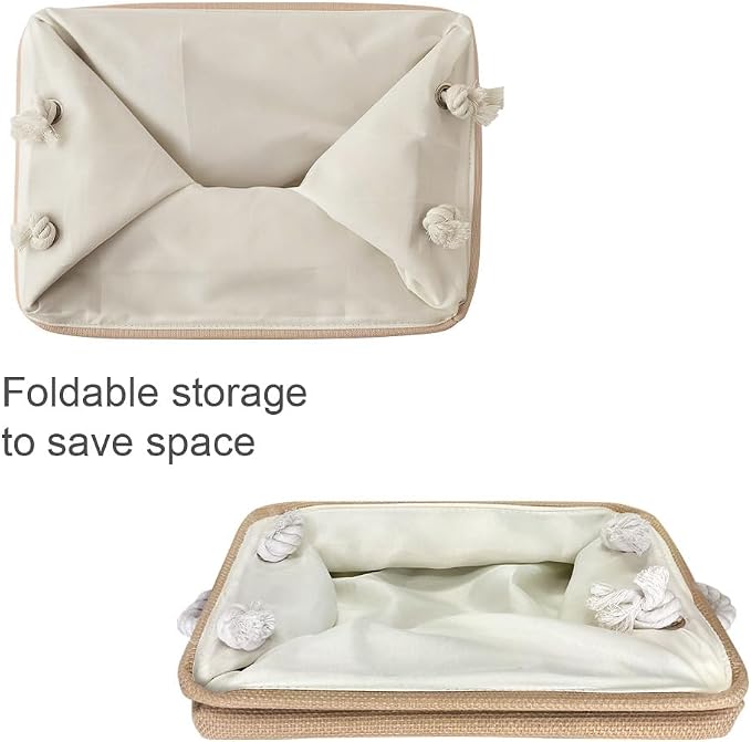 Storage Basket for Organizing - Small 6 Pack 11.8x7.8x5.2 inch Fabric Storage Cubes with Cotton Rope Handle, Collapsible Storage Bins Baby Storage Toy Nursery (Beige) - Image 7
