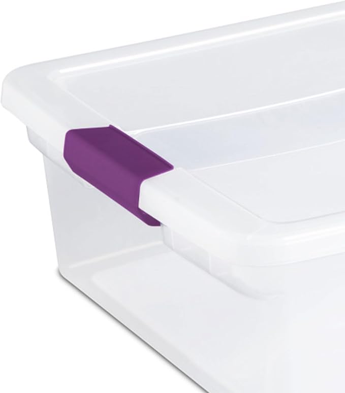 Sterilite ClearView Latch Boxes, Storage Bins with Lids, 32 Quart, 18-Pack | Clear Plastic Organizers with Color Accent Latches for Closet, Bedroom, Shelving Units, Dorm Room and Home Organization - Image 9
