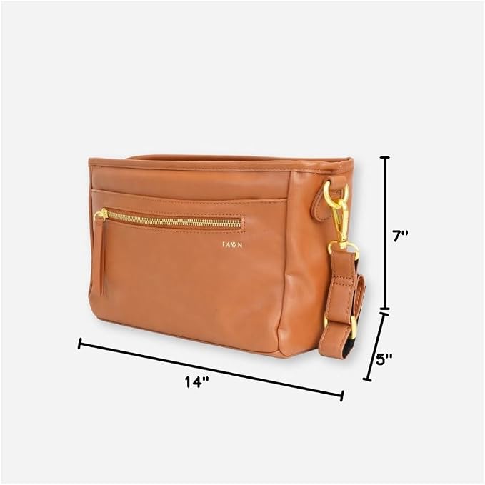 The Stroller Caddy, Premium Matte Faux Leather Stroller Organizer with Cup Holder, Brown Diaper Bag with Adjustable Stroller Straps, 2 Exterior Pockets 1 Zipper Pocket, 14x 5x 7 inches - Image 7