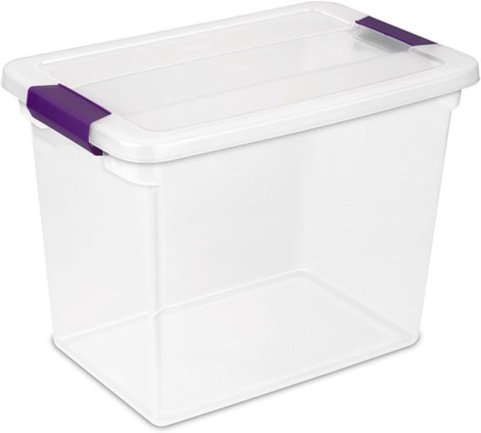 Sterilite ClearView Latch Boxes, Storage Bins with Lids, 27 Quart, 12-Pack | Clear Plastic Organizers with Color Accent Latches for Closet, Bedroom, Shelving Units, Dorm Room and Home Organization - Image 8