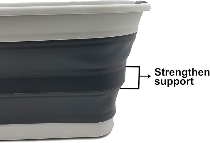 SAMMART 42L (11 Gallon) Collapsible Plastic Laundry Basket - Foldable Pop Up Storage Container/Organizer - Portable Washing Tub - Space Saving Hamper/Basket (1, Grey/Steel Grey) - Image 7