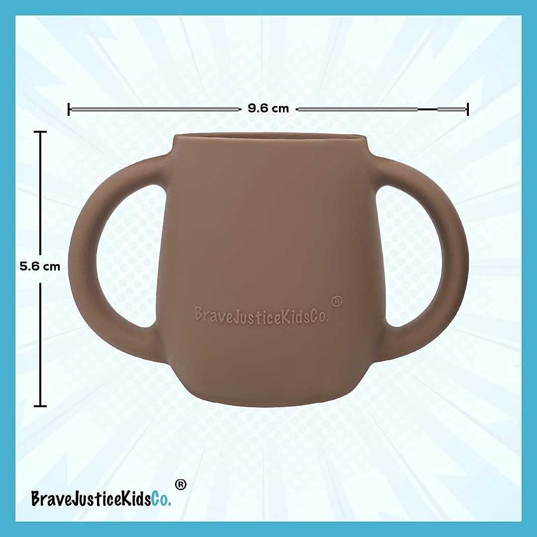 | Teenie Tiny™ Silicone Developmental Baby-Led Weaning Drinking Cups (2 pack) (Warm Taupe and Mauve)