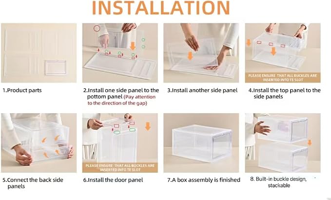Large Shoe Boxes Clear Plastic Stackable,Drop Front Shoe Box with Clear Door, Shoe Containers For Sneaker Display,Fit up to US Size12 - Image 6