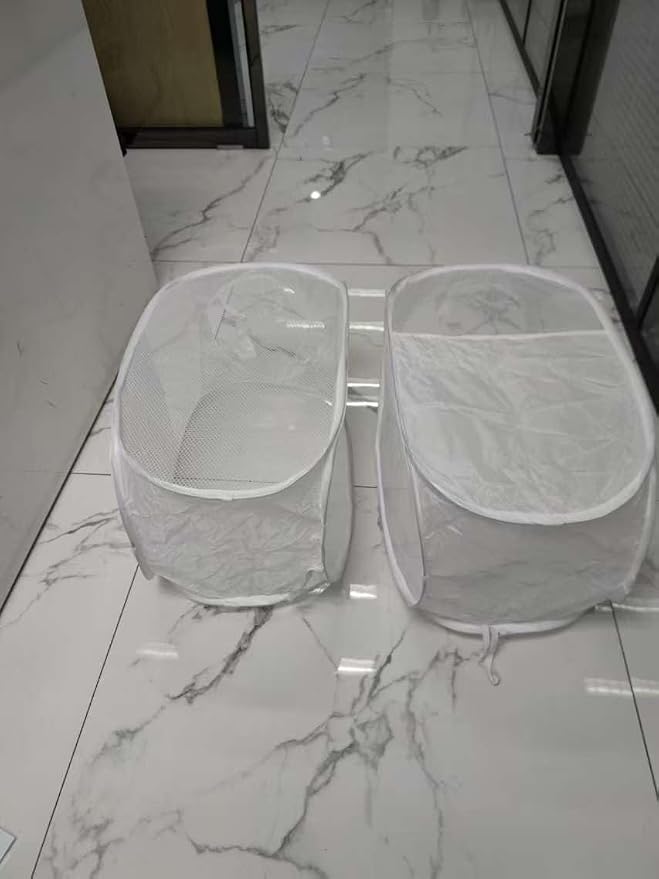 SUPNFOX 2 Pack Pop Up Mesh Laundry Baskets, Collapsible Washing Basket Popup Laundry Hamper, Foldable Laundry Bin Bag with Handles for Kids Room College Dorm Or Camping -White - Image 13