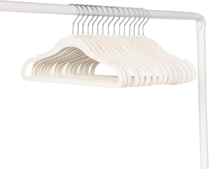 3 Sprouts Velvet Baby Hangers, Non Slip Slim, Cream, 50 Pack | Non-slip velvet, Notched shoulders, 360-degree swivel hook, 11.75 x 8 in, Infant and toddler clothes, Soft colors for nursery - Image 7
