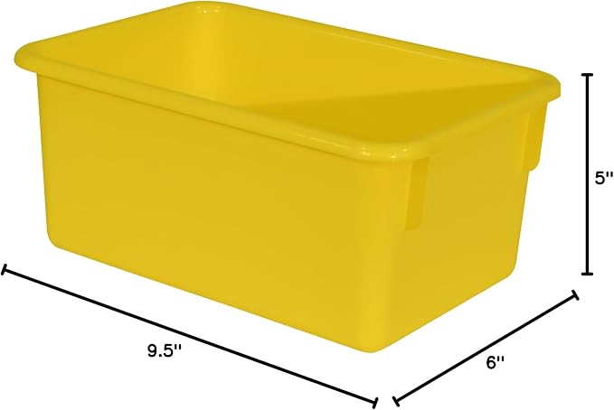 Wood Designs Cubby Storage Bin, Heavy Duty Plastic Containers for Kids Yellow Cubby Tray Set of 25 - Image 7