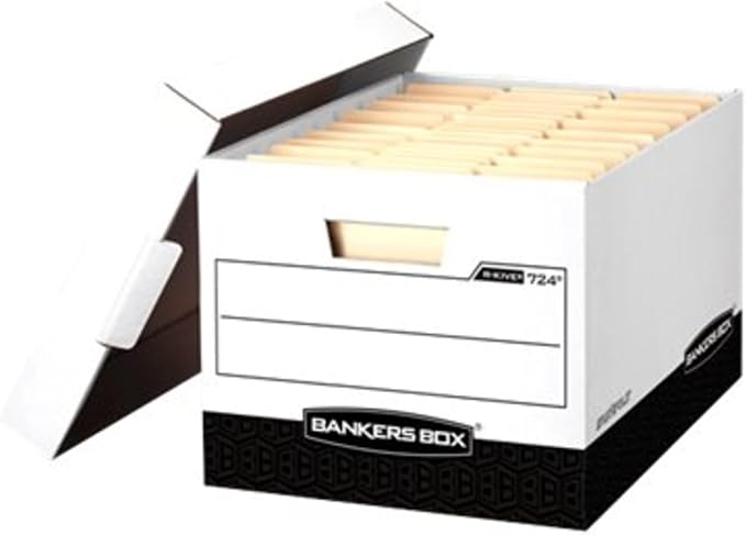 Bankers Box 12-Pack R-Kive Heavy Duty File Storage Boxes with Lids, FastFold Assembly, Letter/Legal, (00724) - Image 7