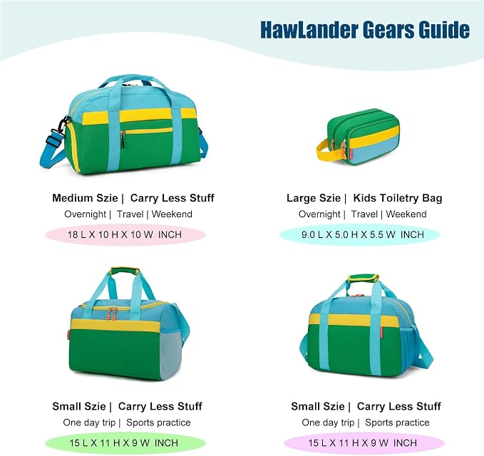 Large Kids Duffle Bag for Travel, Overnight or Weekend, Green Y | Roomy Size: 22.0"L x 12.0" H x 12.0"W, Made of Thick Polyester Fabric - Image 9