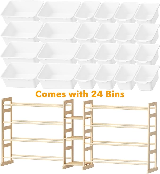 SpaceAid Large Toy Storage Organizer with 24 Bins and 3 Shelves, Toy Organizers Storage Bookshelf, Kids Bin Shelf Box Bookcase for Bedroom Playroom Organization Room Decor, White - Image 7
