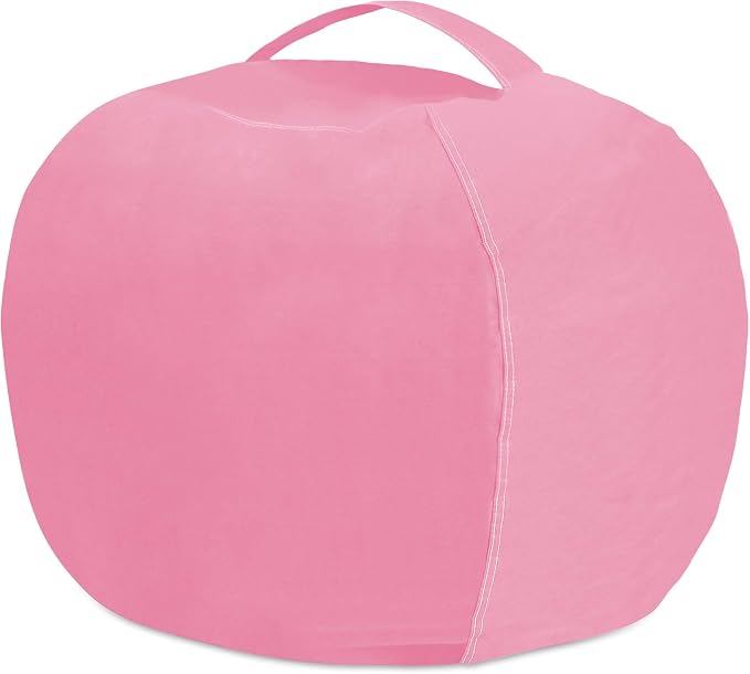 Posh Stuffable Kids Stuffed Animal Storage Bean Bag Chair Cover - Childrens Toy Organizer, Large 38" - Solid Pink - Image 7