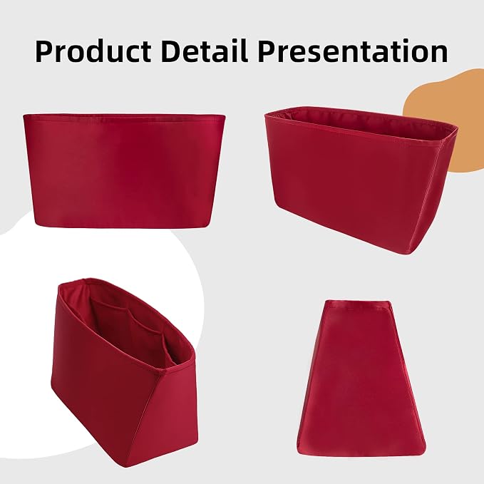 DGAZ Silk Purse Organizer Insert for Neverfullbag(Wine Red,MM) | Soft and Lightweight,Perfect Fit,Multi-pocket Storage,Bag Protector,Luxury Bag Care,Handmade,for Smooth Bag Organizer - Image 7