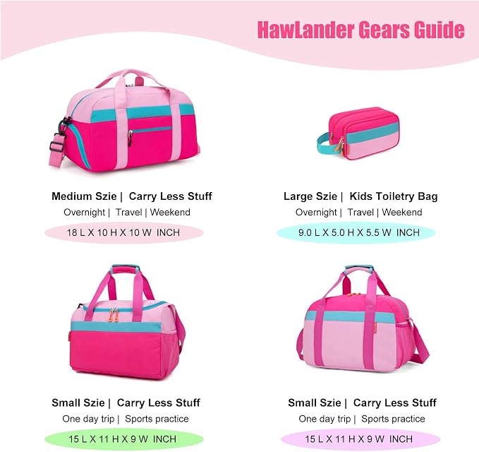 Large Kids Duffle Bag for Travel, Overnight or Weekend,Pink Rose | Roomy Size: 22.0"L x 12.0" H x 12.0"W, Made of Thick Polyester Fabric - Image 9