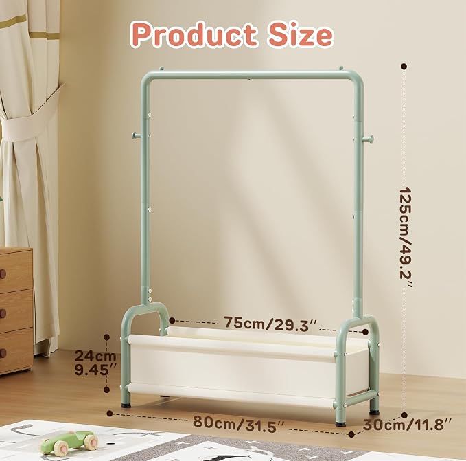 Kids Clothing Rack with Storage Shelf, Kids Dress Up Storage - Image 7