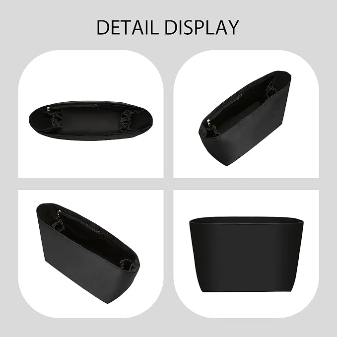 Tote Bag Organizer Insert for Coach City 33 Bag, Premium Soft Nylon Purse Organizer Insert with Laptop Sleeve, Handbag Inner Divider Shaper with Elastic Cup Holder & Smooth Zipper(City33/Black) - Image 8
