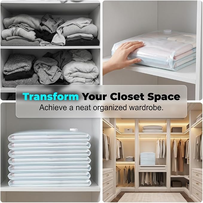 No‑Pump Vacuum Storage Bags,Reusable Cube Compression Space Saver Bags,3 Sizes Press & Seal Compression for Clothes, Bedding & Travel (3, 27.55 * 19.68") - Image 7