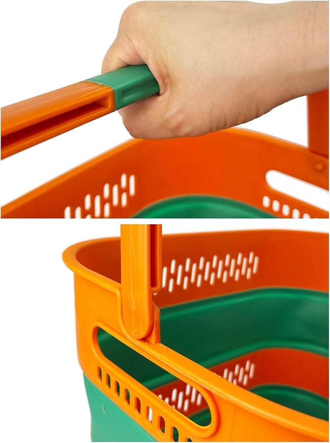 SAMMART 38L(10 Gal) Collapsible Laundry Basket - Foldable Pop-Up Storage Container/Organizer-Portable Space Saving Hamper, Measure 17.5x13.3x15.7"/3.8" Expanded/Collapsed (2, Forest Green/Autumn leaf) - Image 6
