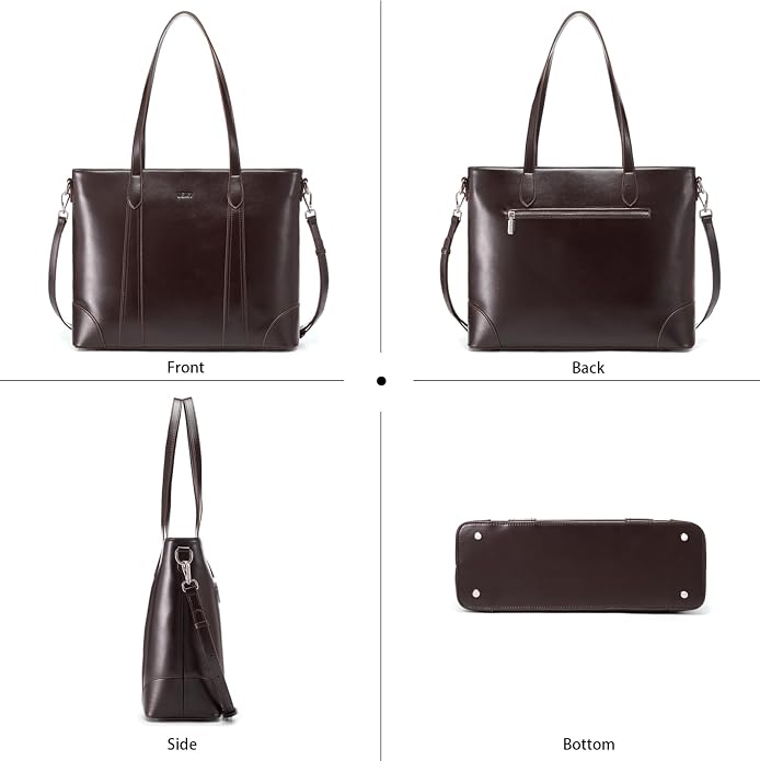 Genuine Leather Tote Bag for Women, Large Tote Purses with Zipper | Large capacity and multiple pockets, Quality leather with adjustable strap, Vintage design for work or travel - Image 6