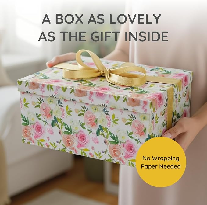 Soul & Lane - Summer Rose Decorative Storage Boxes with Lids, Set of 3 | Large Nesting Cardboard Keepsake Boxes for Photos and Gifts, Pink Vintage Rose Print Containers for Home Decor - Image 7