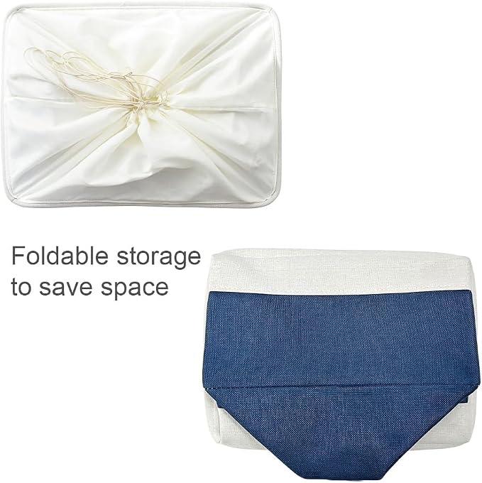 Collapsible Storage Bin for Shelves - Large 3 Pack 16x12x8 inch Storage Basket for Organizing with Handles, Canves Storage Box for Organizer Toy Closet Cloth Gift (White & Jean Blue) - Image 6