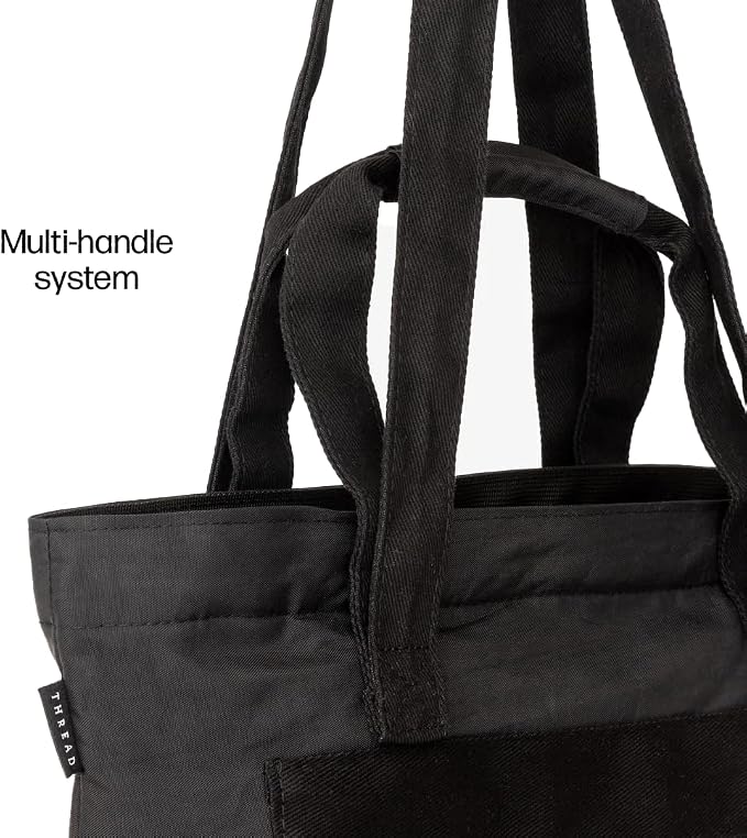 Thread Wallets Utility Tote – Large Travel Tote with Multi-Pocket Design, Laptop Compartment & Work Bag for Women (Black) - Image 7