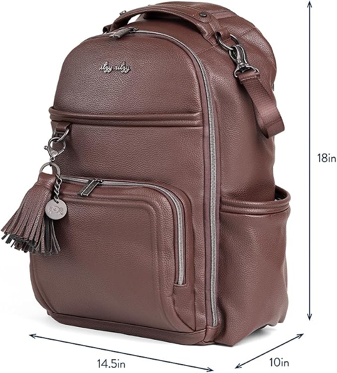 Itzy Ritzy Boss Plus Large Diaper Bag Backpack with 19 Pockets (Espresso) | Includes 2 Insulated Bottle Pockets, Changing Pad, Stroller Clips, Comfortable Padded Straps, Easy-to Clean, Travel-Ready - Image 10
