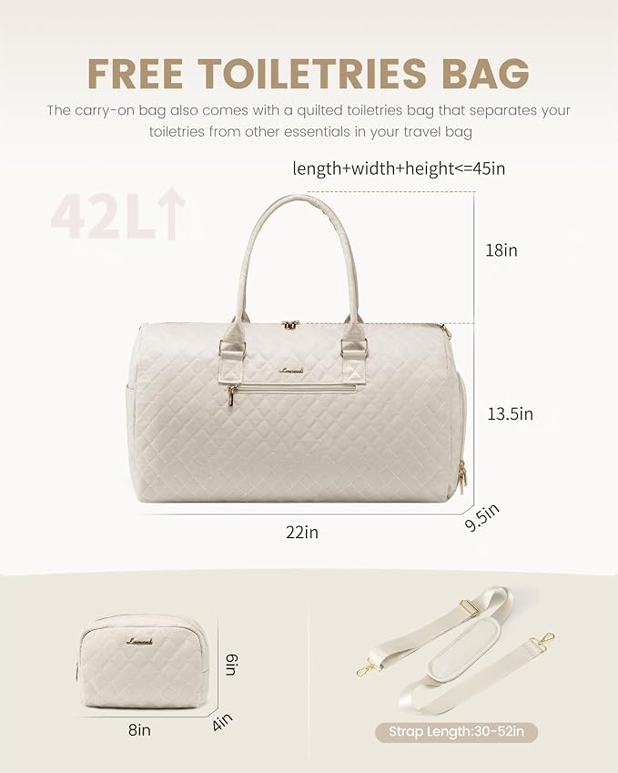 LOVEVOOK Travel Duffle Bag, Weekender Bag for Women with Toiletry Bag, Carry on Overnight Bag with Shoe Compartment, Gym Duffel Bag with Wet Pocket, Mommy Hospital Bags for Labor and Delivery - Image 8