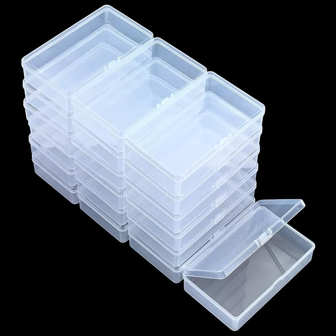 19 Pack Rectangular Clear Plastic Storage Containers | Hinged Lid, For Beads and Small Craft Items, 5.7 x 3.35 x 1.38 inch - Image 7