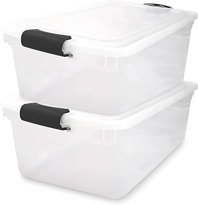 HOMZ Clear Plastic Storage Bin with Secure Latch, 64 Qt, 2 Pack | Heavy-Duty Stackable Containers for Home, Office, and Garage Organization - Image 9
