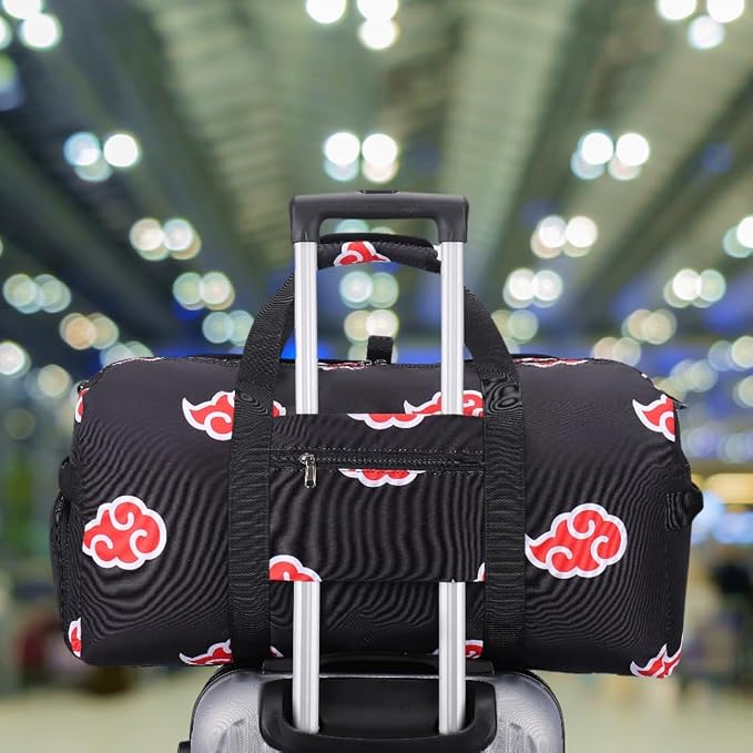 Anime Gym Bag for Women Men - Foldable Large Workout Travel Soccer Basketball Sports Tactical Camping Weekender Overnight Expandable Foldie Carry On Duffle Bag with Shoe Compartment, 55L (Akat) - Image 9
