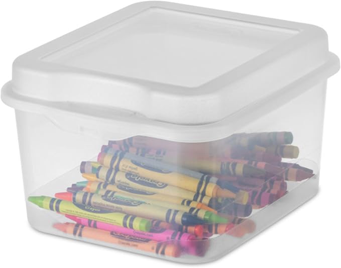 Sterilite FlipTop, Stackable Small Storage Bin with Hinging Lid, Plastic Container to Organize Desk at Home or Office, Clear, 36-Pack | Bin with Hinged Lid, Stackable Multipurpose Organizer for Art & Craft Supplies, Accessories, Photos & CDs, Home or O... - Image 9
