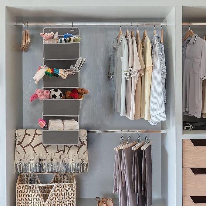 EZOWare 2PACK Over the Door Hanging Organizer with 4 Pocket, Home Storage Organizer with Hook for Pantry Baby Nursery Bathroom Closet Dorm - Image 9