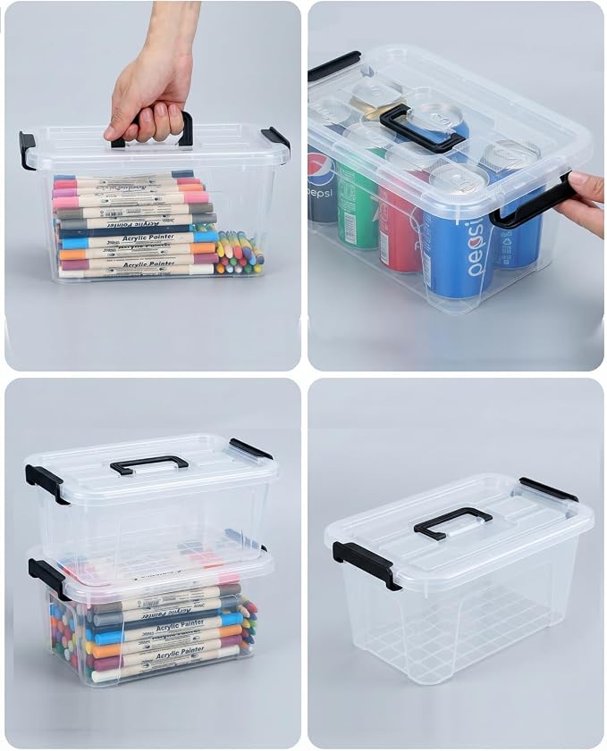 EOENVIVS Plastic Storage Bins with Lids 6 Pack Storage Organizer, 7 Quart Stackable Storage Boxes with Buckle Lids and Handle easy for Home Office Pantry Organization, Clear - Image 8