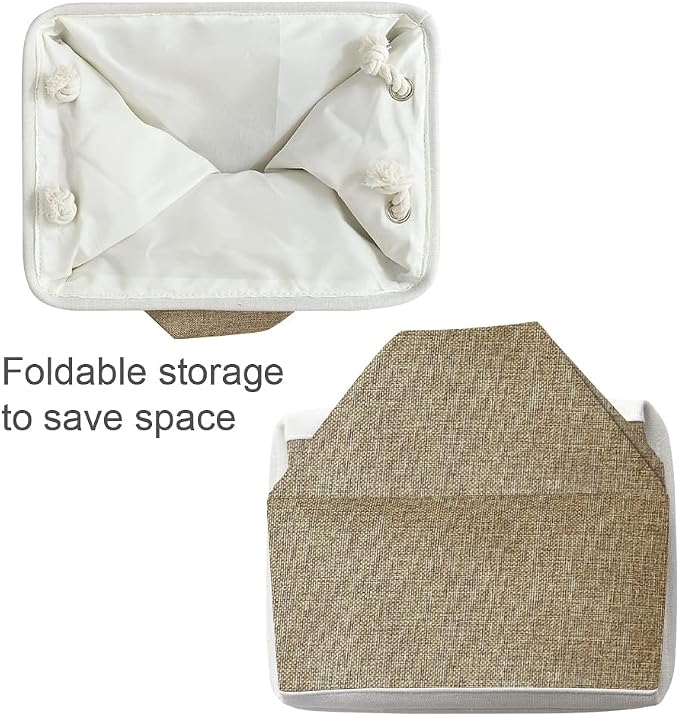 Organization and Storage Basket for Gifts Empty - 16x12x12 inch Cube Storage bin 3 Pack Fabric Storage Cubes, Collapsible Baskets for Organizer Closet Cloth Gift Toy (White & Khaki) - Image 7