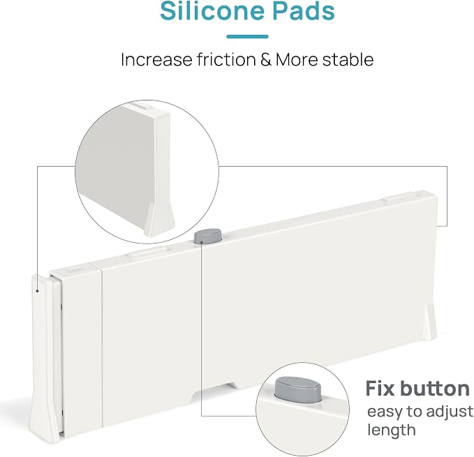 Vtopmart Drawer Dividers for Clothes 4 Pack, Adjustable 4" High Expandable from 11.6"-17" Dresser Drawer Organizer, Plastic Drawers Separators for Dresser, Baby Clothes, Kitchen and Office Storage - Image 8